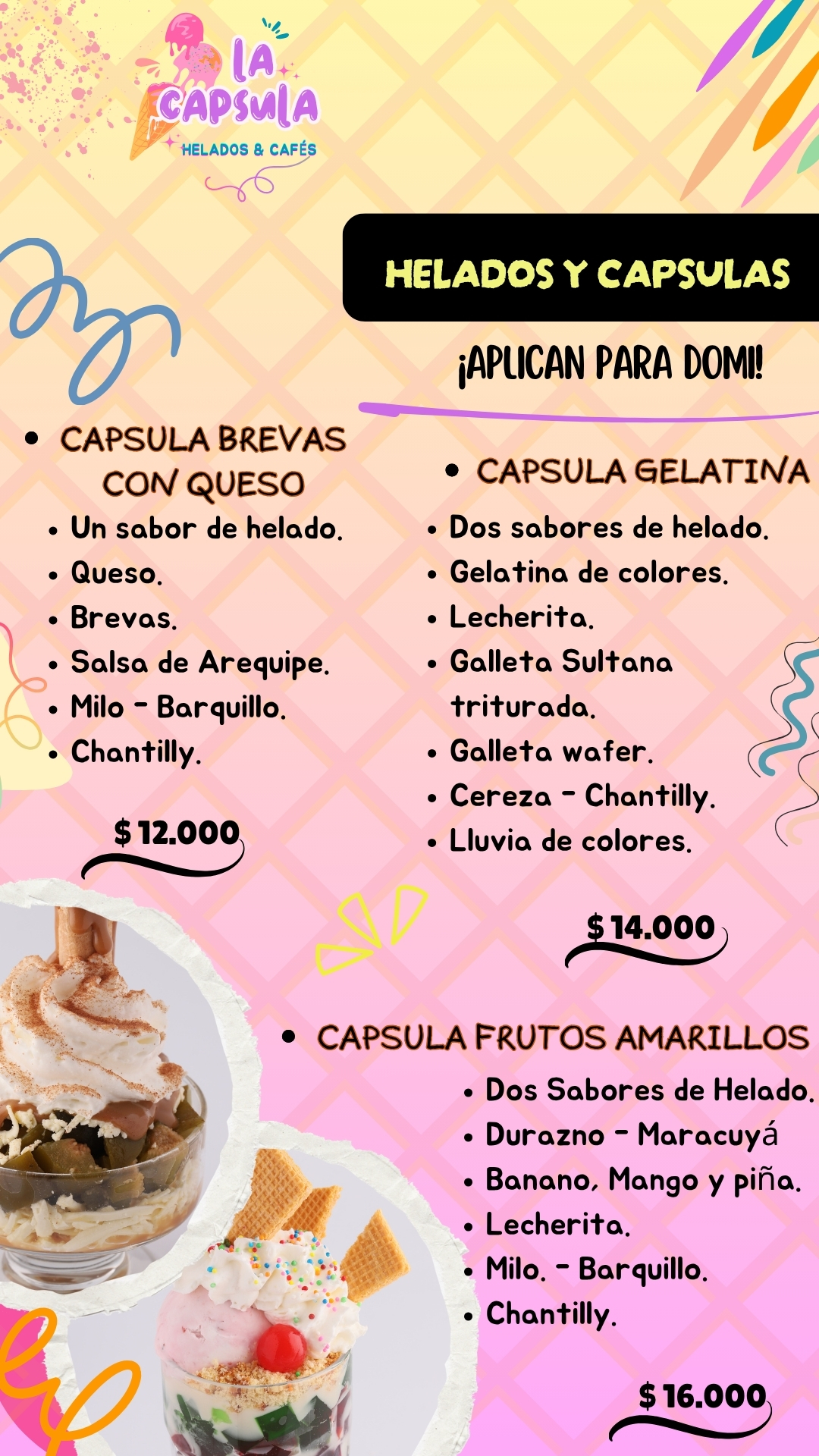 HELADOS Y CAPSULAS EN LA HELADERIA LA CAPSULA VISITANOS O PIDE TU DOMICILIO